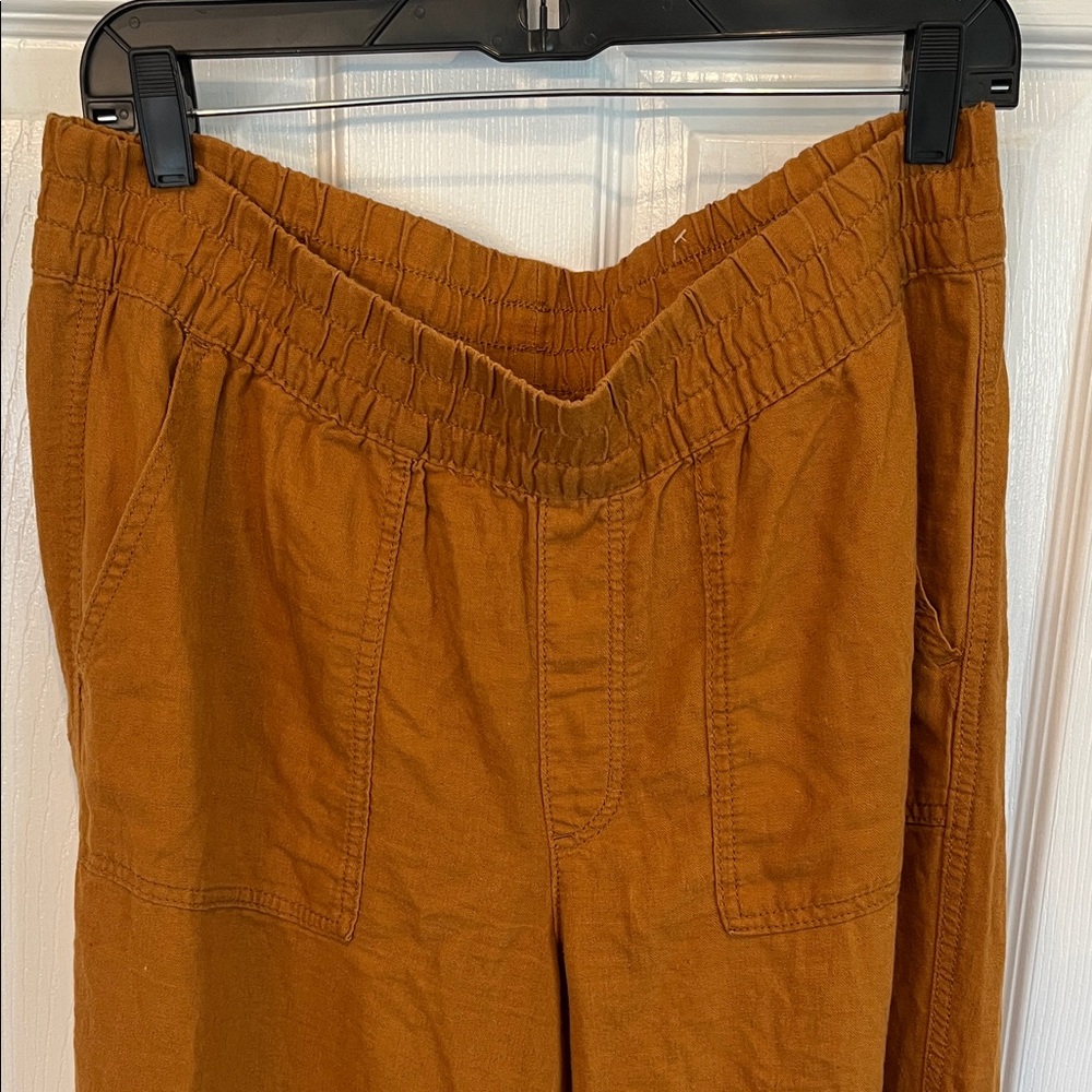 Rust Orange Wide-Leg Linen Pants - Picture 3 of 4